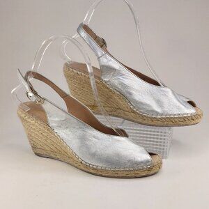 Macarena Galaxy Silver Metallic Leather Espadrilles EUR 39